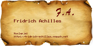 Fridrich Achilles névjegykártya